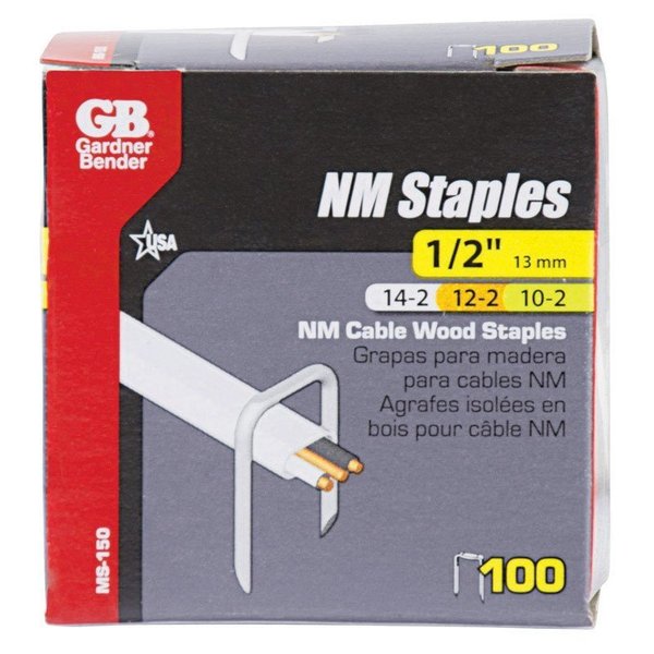 Gardner Bender Cable Staples, 1-1/4 in Leg L, Steel MS-150